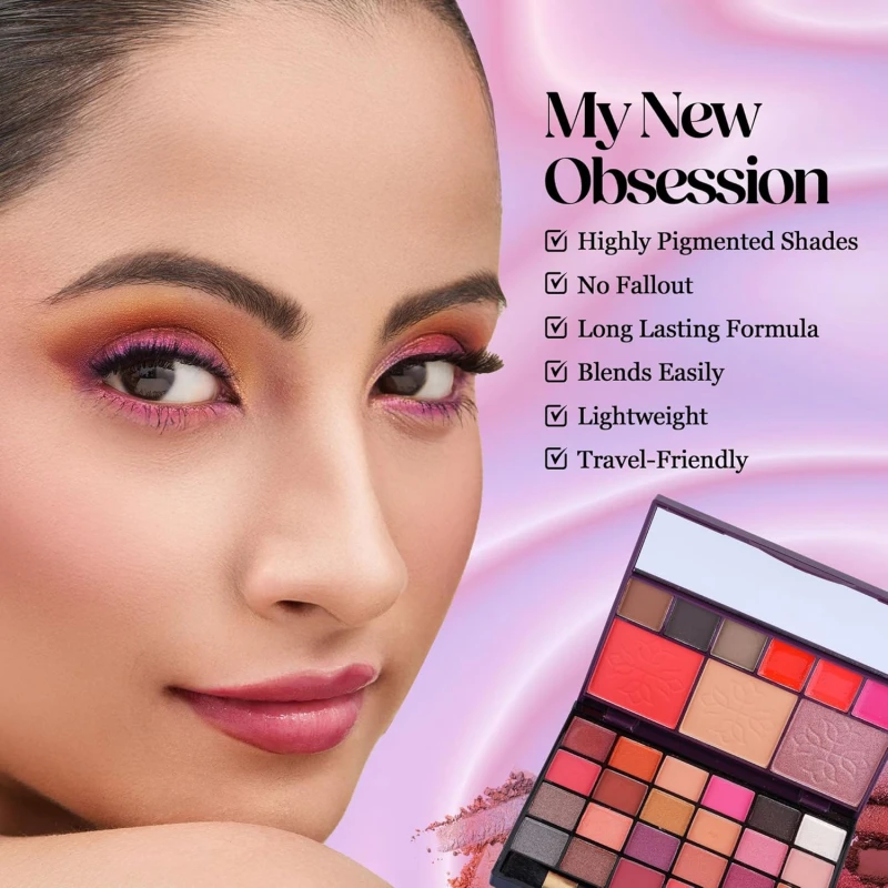 Hilary Rhoda The Collective Face Palette,3 Cream Lip Glosses,3 Eyebrow Colours,Highlighter,Contour & Blush,24 Eyeshadow,Highly Pigmented Face Palette,Blends Easily,Makeup Kit For Women,55G (Multi-2) thumbnail 5